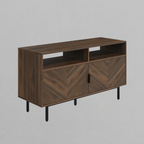 Wood Herringbone TV Cabinet Walnut