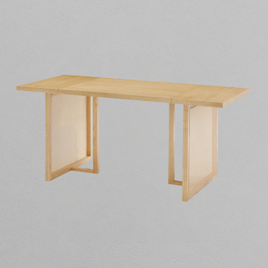 Bohemian Natural Wood & Rattan Dining Table