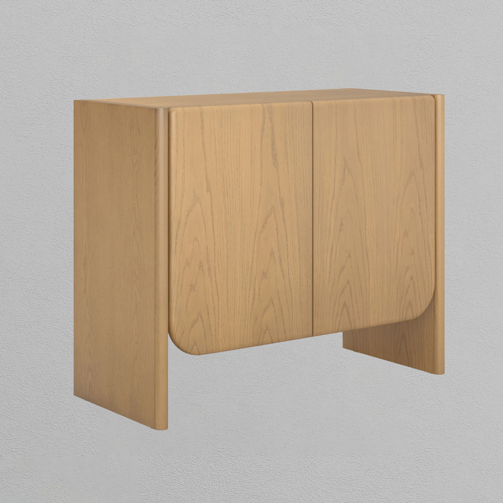 Mid Century Modern Rounded Wood Accent Cabinet Raw Oak