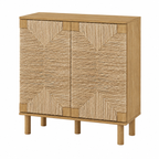 Seagrass Wood Storage Cabinet - Brushed Light Brown & Seagrass