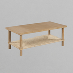 Boho Seagrass & Wood Coffee Table