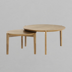 Mid-Century Round Nesting Coffee Table Set Light Brown