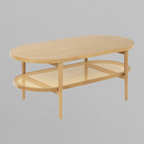 Wood & Rattan Oval Coffee Table Warm Pine