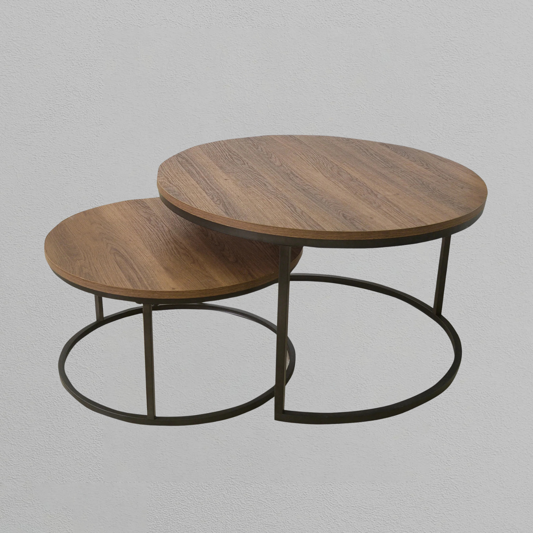 Round Nesting Coffee Table Set Nutmeg