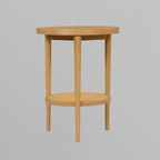 Wood & Rattan Round End Table Warm Pine