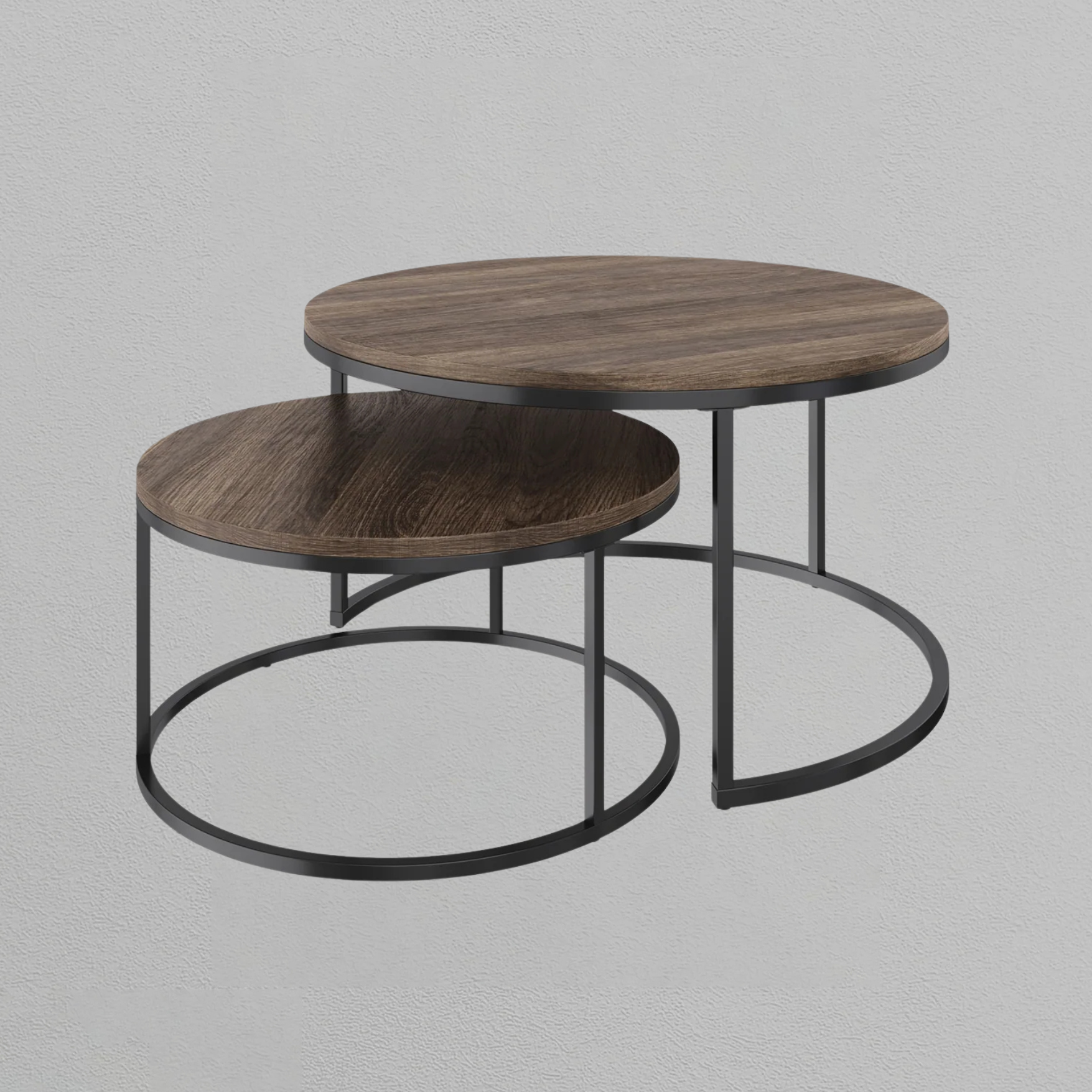 Round Nesting Coffee Table Set Reclaimed Oak