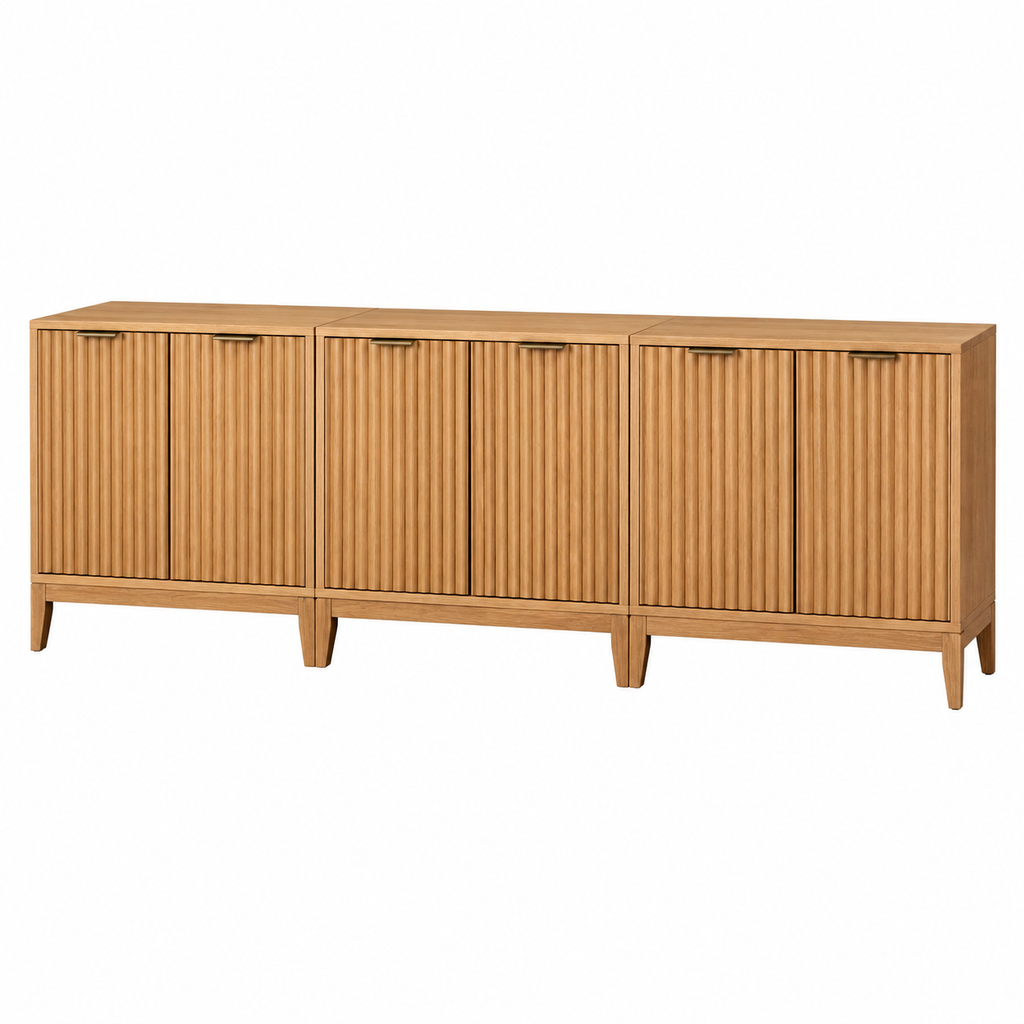 Fluted TV Cabinet - Warm Pine