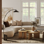 Mid-Century Modern Wood Nesting Coffee Table Set Light Brown