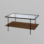 Glass Top Modern Coffee Table Walnut