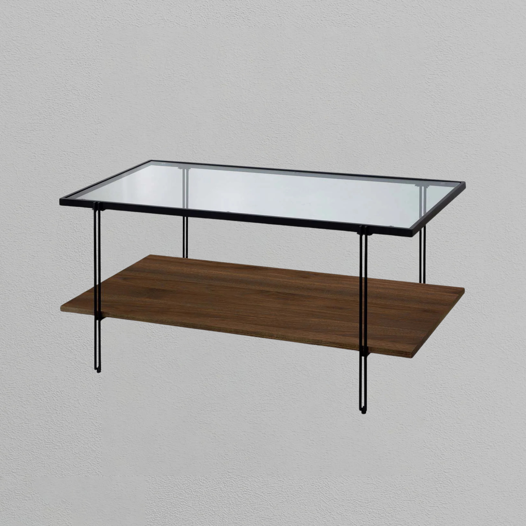 Glass Top Modern Coffee Table Walnut