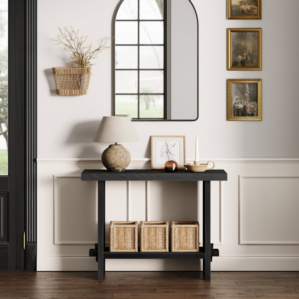 Wood Oak Console Table - Black Oak