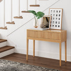 Mid-Century Fluted 2-Drawer Console Table