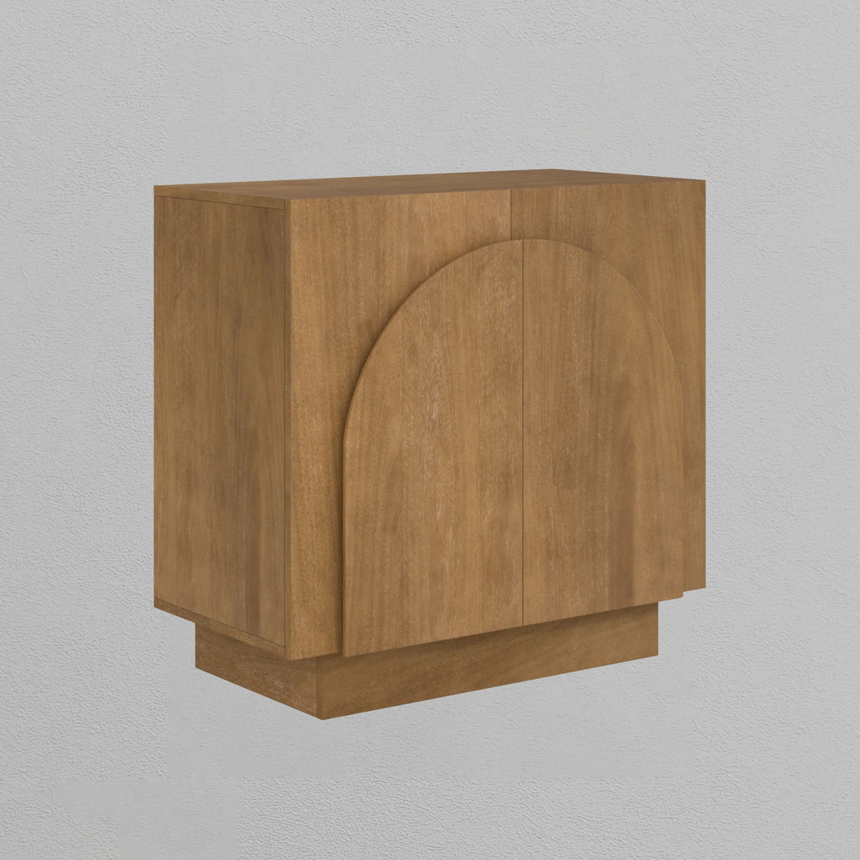 Wood Mid-Century Arched Storage Cabinet Light Brown