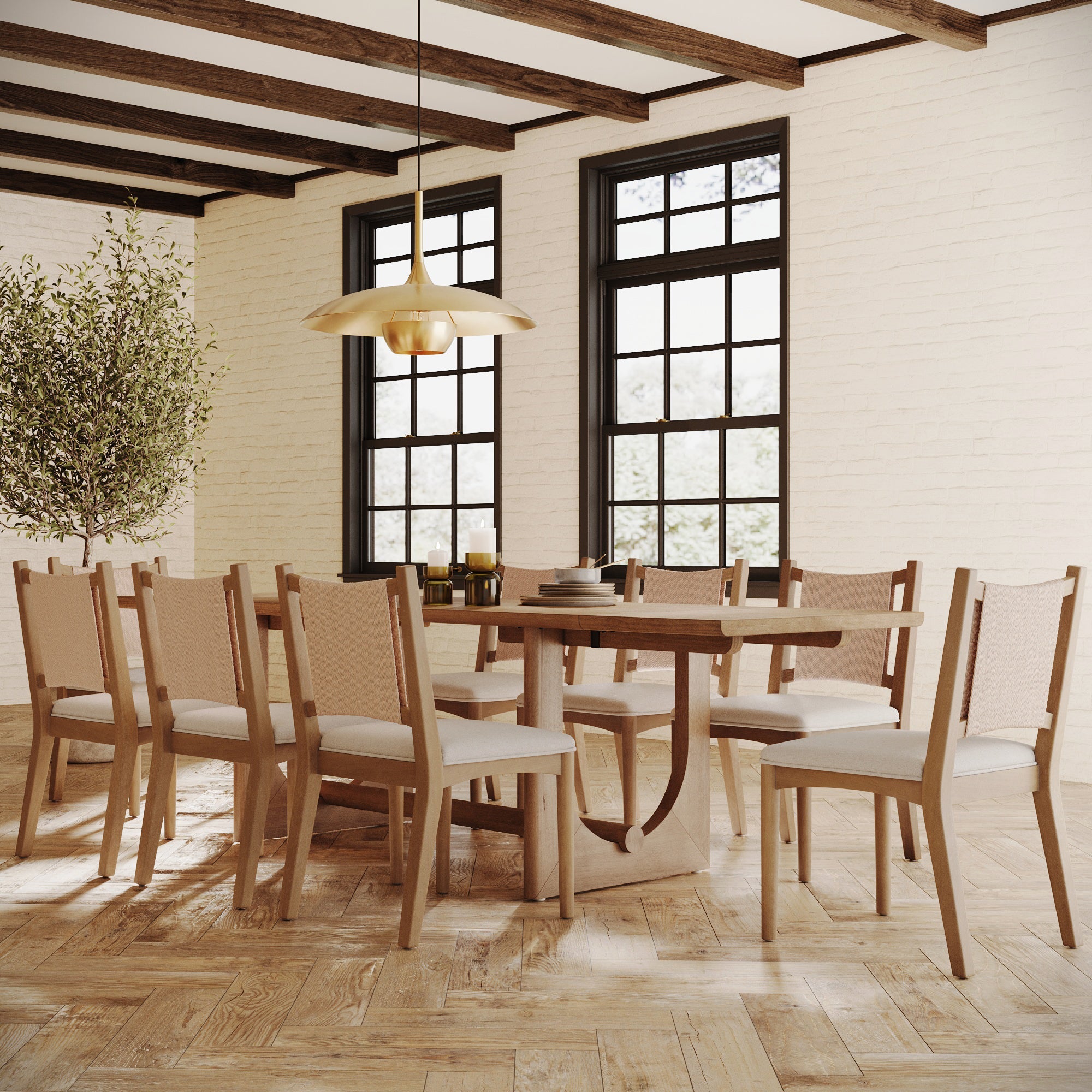 Wood Dining Room Table with Leaf Extension for 8