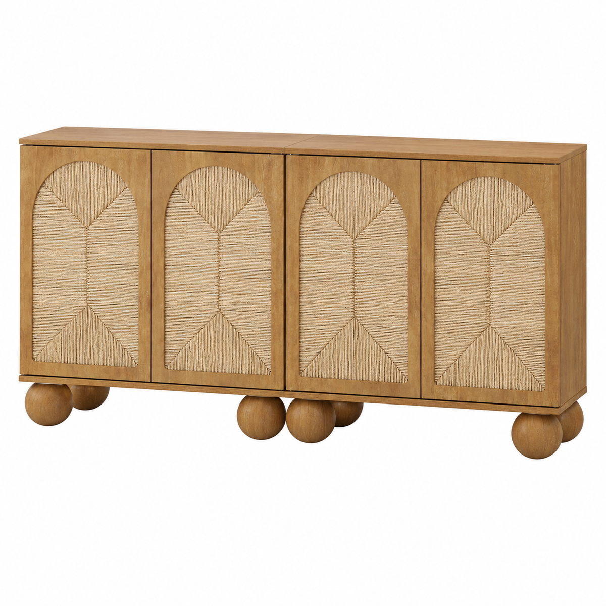 Seagrass Arched TV Cabinet - Light Brown