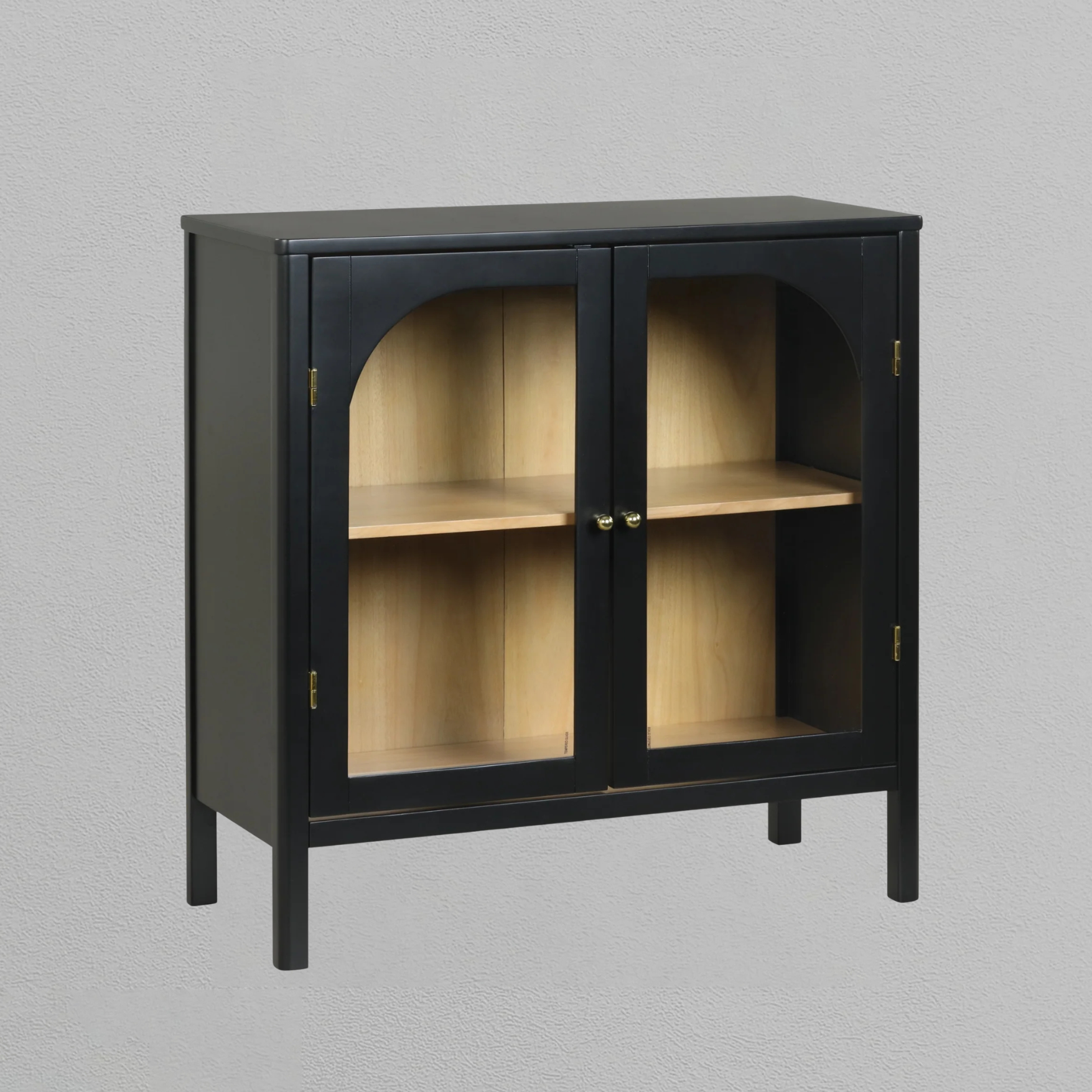 Wood Curio Cabinet with Glass Doors Black