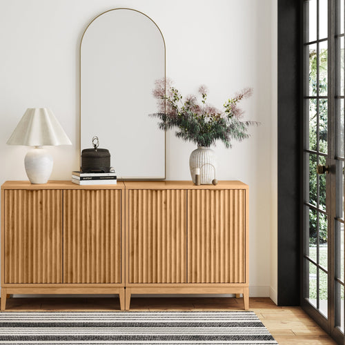 Fluted TV Cabinet - Warm Pine