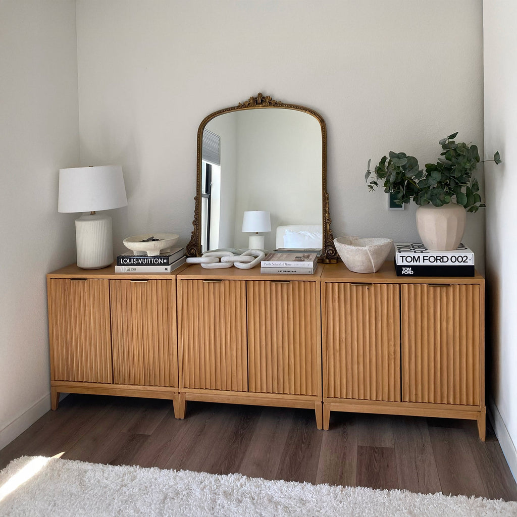 Fluted TV Cabinet - Warm Pine