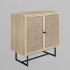 Rattan TV Console Credenza Oak (Set of 3)
