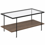 Glass Walnut Modern Coffee Table - Walnut & Matte Black