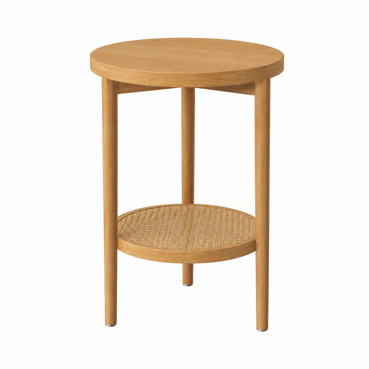 Rattan Wood Round End Table - Warm Pine & Warm Synthetic Rattan