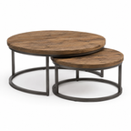 Oak Round Coffee Table - Reclaimed Oak & Gunmetal
